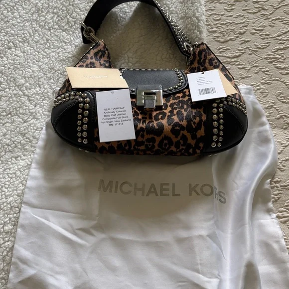 MICHAEL KORS COLLECTION Calf Hair Shoulder Bag with Stud Detail - Picture 3 of 16